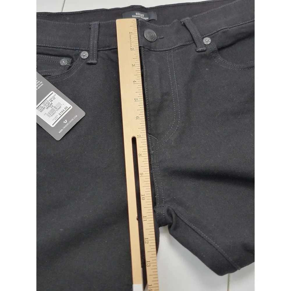 True Religion Mens Ricky Jeans Relaxed Straight Black 105713 Size W34XL32 New
